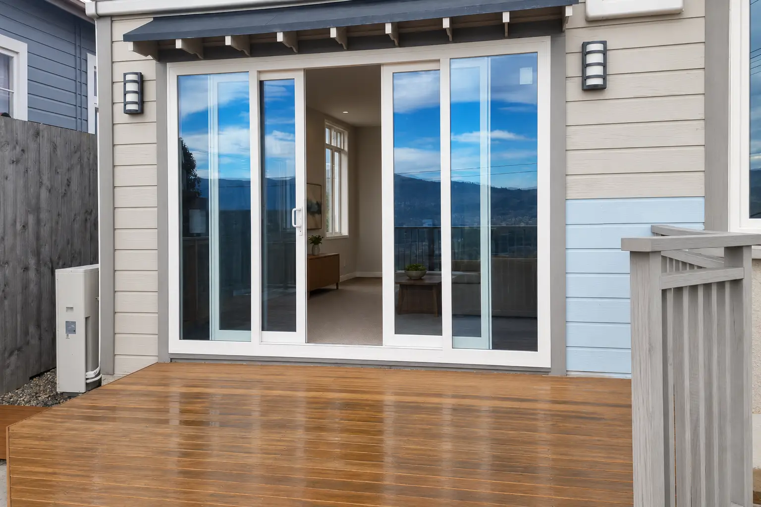 uPVC sliding doors opening onto a deck